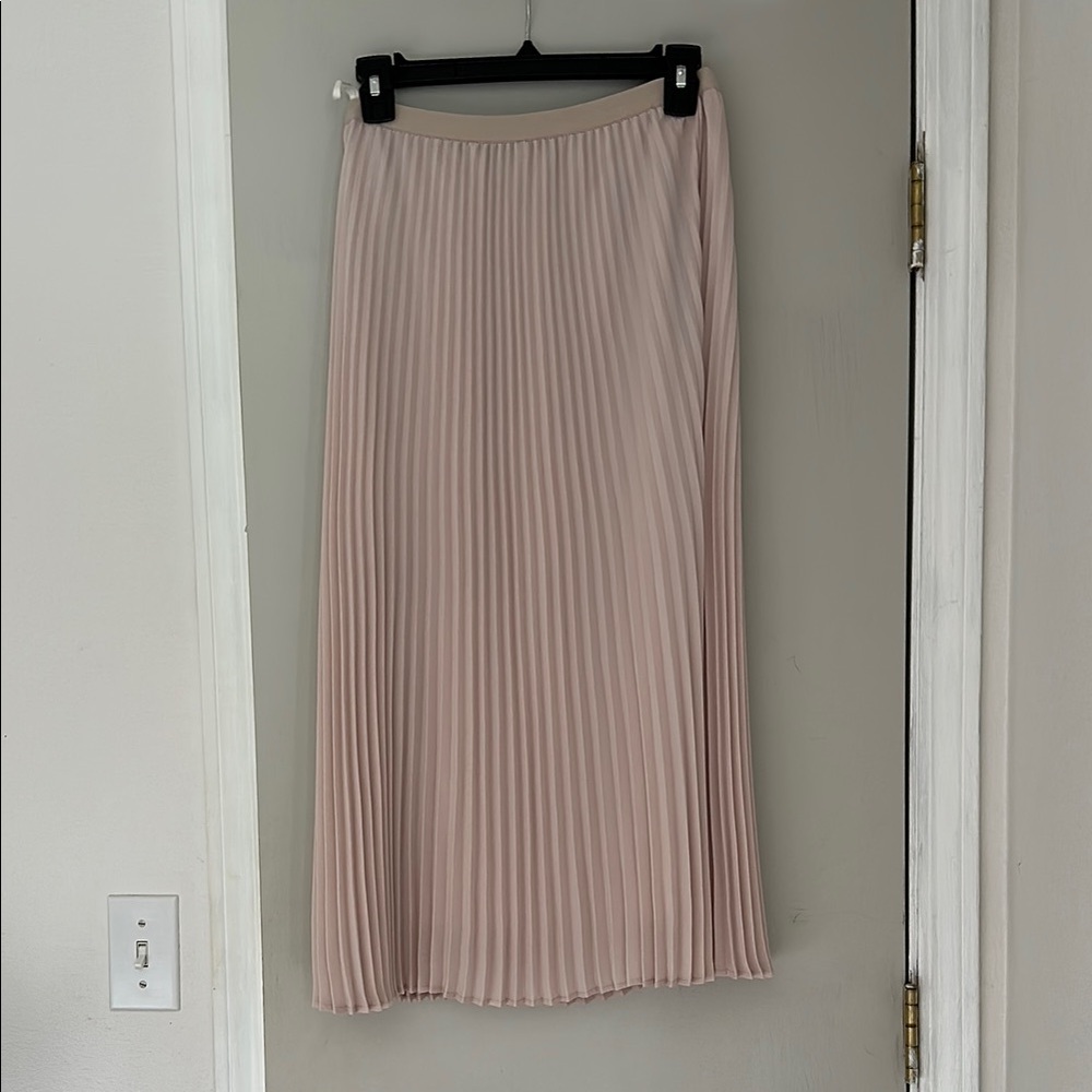 Aritzia Pink Pleated Midi Skirt for Work